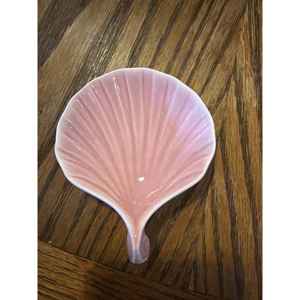 Pier 1 Imports Pink Shell Scalloped Dolomite Trinket Dish Bowl Coastal Decor